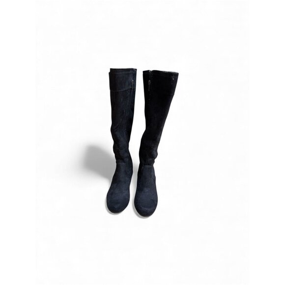 Kenneth Cole Reaction Worth Ur While Black Suede Wedge Tall Boots 7M - Picture 3 of 4